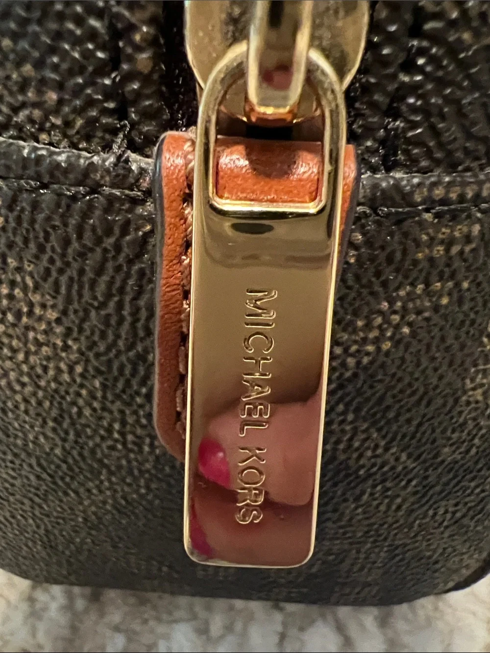 Michael Kors Brown and Tan MK Logo Dome Satchel with Wallet